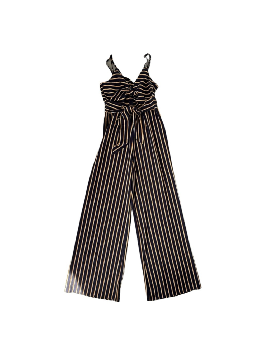 Lottie Moss Striped Tie-Front Wide Leg Jumpsuit Medium